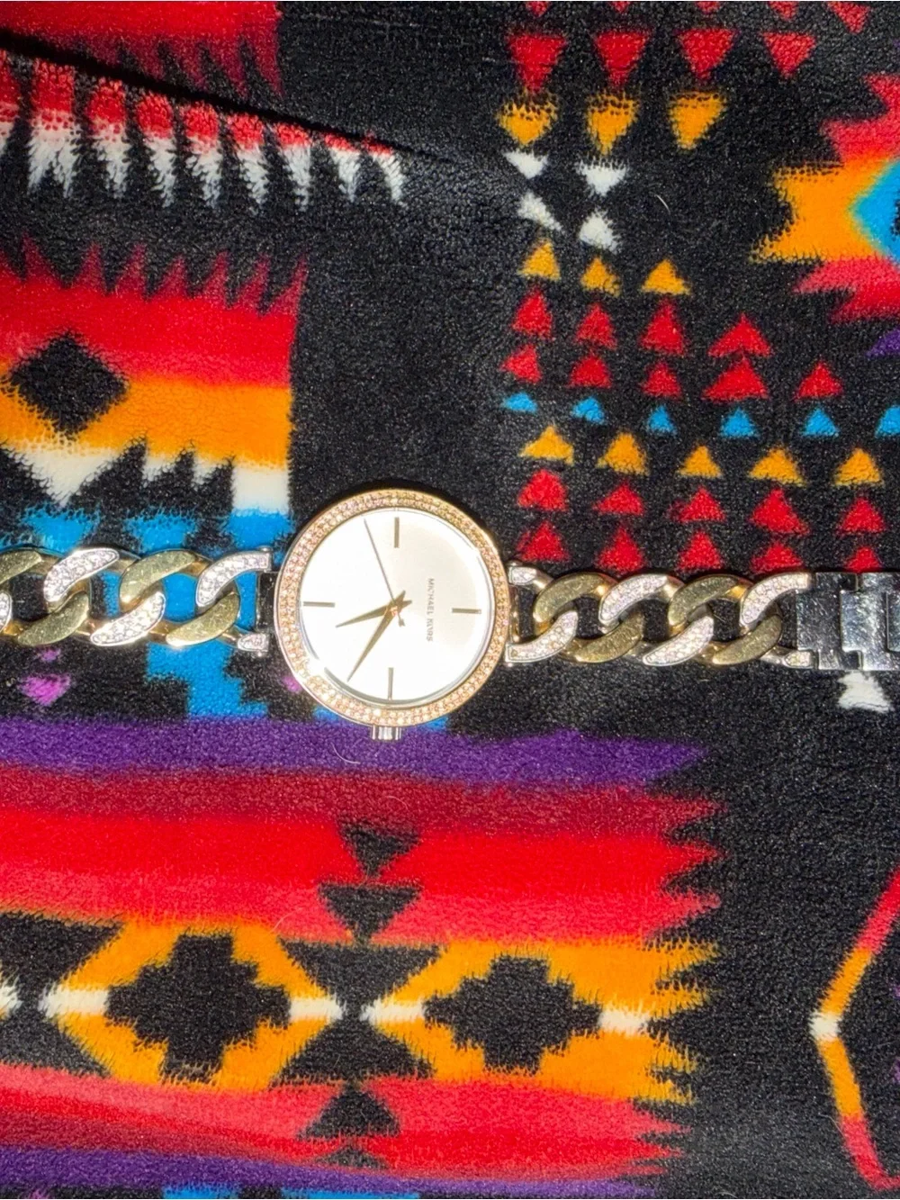 Michael Kors Two-Tone Gold and Silver Chain-Link Crystal Bezel Watch